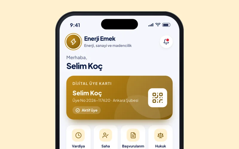 Enerji Emek uygulamasının ana ekranı