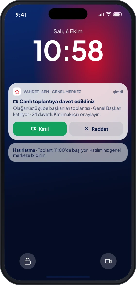 Davet bildirimi ekranı
