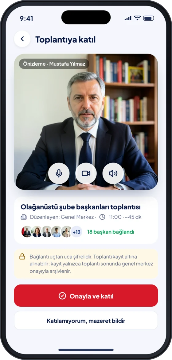 Onayla ve katıl ekranı